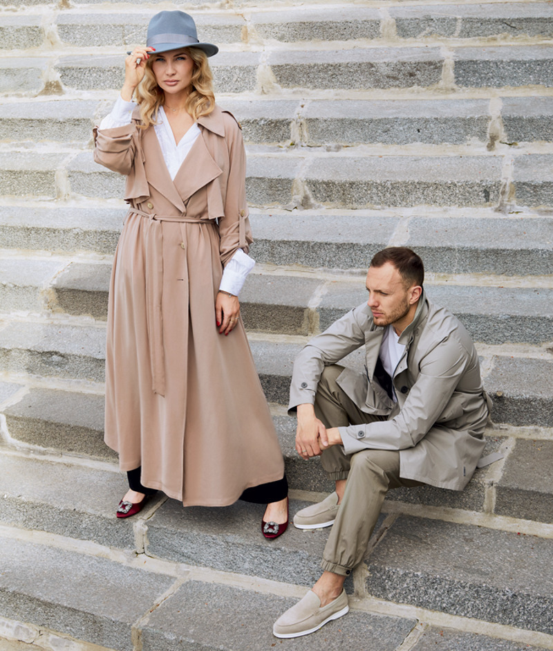 На Тимуре: все – собственность героя На Анне: тренч, Addicted_To блузка, Gustav (OZ-Fashion); брюки, Patrizia Pepe (Live Pr); шляпа, Myari; туфли, Manolo Blahnik