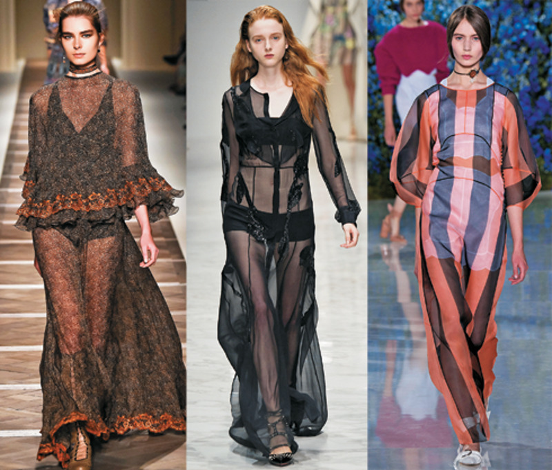 Прозрачные ткани были замечены у Balmain, Etro, Christian Dior и других дизайнеров