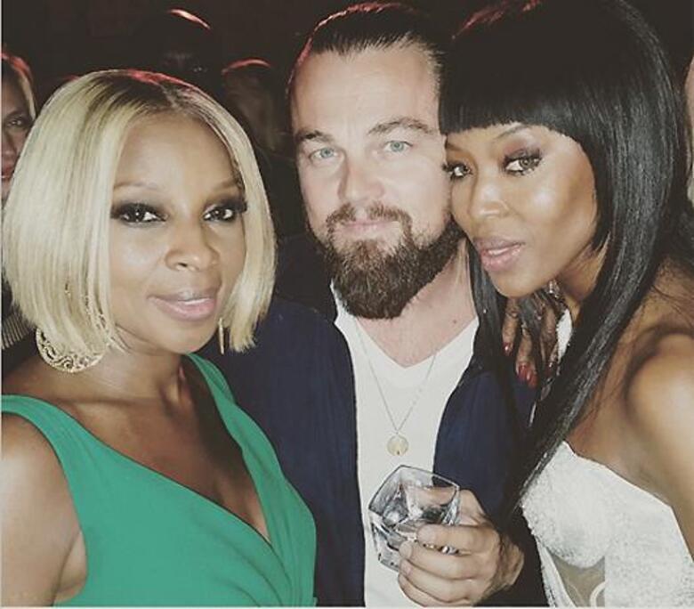 Леонардо Ди Каприо, Мэри Джей Блайдж и Наоми Кэмпеблл. Фото: Instagram.com/iamnaomicampbell.